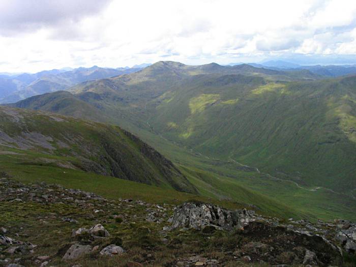 Gleann a' Choilich, the valley leading up to Sgurr nan Ceathreambnan, in the West